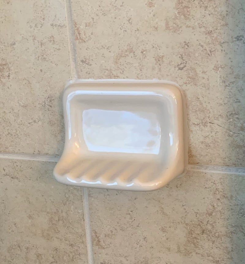 Tenedos Bone Almond Ceramic Soap Dish Holder for Bathroom Wall, Glazed Finish, Easy Tile Adhesion Install, Not for Flat Surface, Durable & Elegant - Image 4
